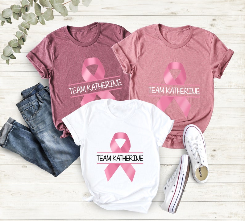 Breast Cancer Awareness Shirt, Custom Breast Cancer T-shirt, Motivational Tee, Personalized Team Cancer T-shirt, Cancer Support Team Shirts image 3