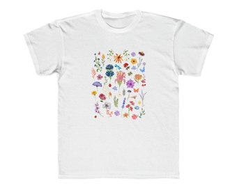Blumen - Pflanzen - Mädchen - Süß - T Shirt - T-Shirt - Kurzarm - Kinder Regular Fit T-Shirt