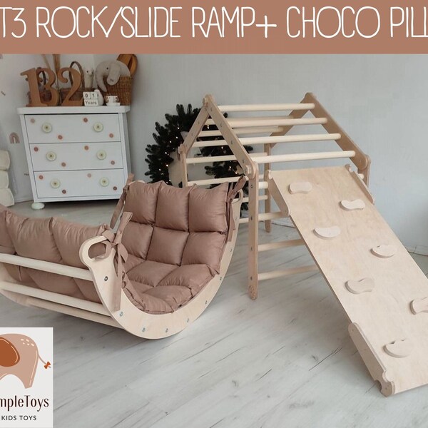 Triangle d'escalade Montessori avec rampe, arche d'escalade pour tout-petit avec coussin, kit d'escalade avec oreiller, oreiller d'escalade pour tout-petit, Klimboog