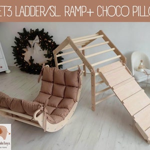 Montessori Kletterdreieck mit Rampe, Kleinkind Kletterbogen mit Kissen, Kletterset mit Kissen, Kletterbogen kletterset Kissen, Klimboog