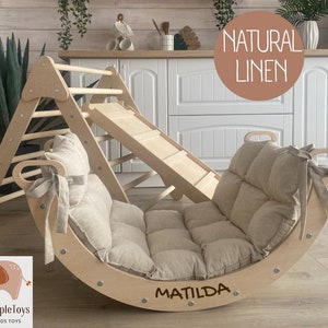 Arco de escalada con almohada, juego de escalada, rampa para niños pequeños y marco de escalada triangular Montessori para bebé, kletterdreieck kletterbogen mit kissen SET 3 of LADDER RAMP