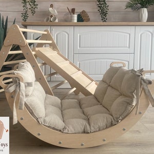 Montessori Climbing Set: Triangle, Arch, Ramp & Pillow