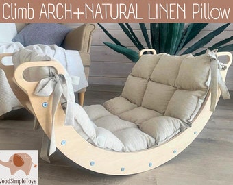 Arche d'escalade, arche d'escalade Montessori avec coussin Bogenwippe Climb Triangle, ensemble Toodler Climber Arch, Kletterbogen mit kissen, chaise à bascule Montesori