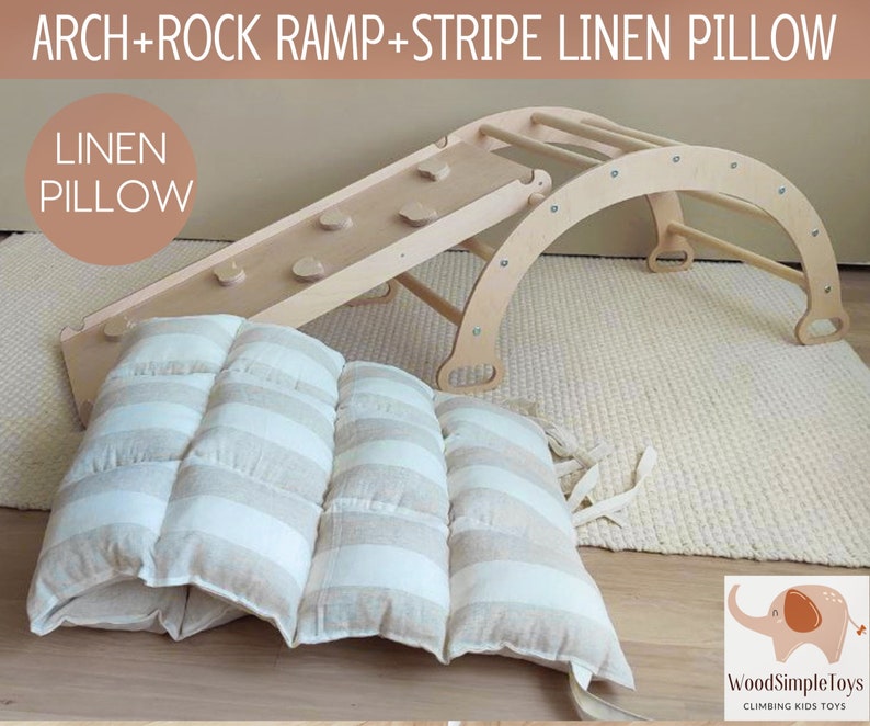 Ensemble d'escalade avec coussin et arche pour tout-petits et cadre d'escalade triangulaire Montessori pour bébé kletterdreieck kletterbogen mit kissen ARCH+ROCK RAMP