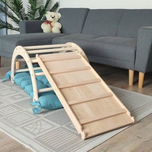 Montessori Kletterset Faltbares Dreieck mit Rampe Kletterbogen mit Kissen Kletterdreieck set Bogenwippe, Kletterbogen mit kissen und Rutsche ARCH+LADDER R+PILLOW