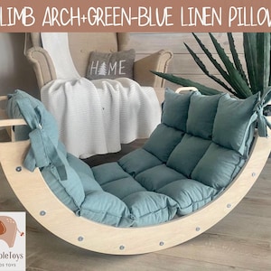 Montessori Climbing Arch Set: Rock Ramp, Linen Pillow, Toddler Gym