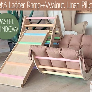 Montessori Climbing Set of 3: Foldable Triangle, Arch, Ramp & Pillow
