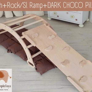 READY TO SHIP Climbing Triangle, Climbing Arch and Ramp, Montessori Climbing Set with Pillow, Kletterdreieck, Kletterbogen Arche montessori ARCH+ROCK RAMP+PILLO