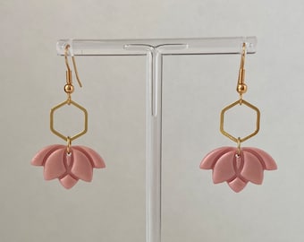 Flower earrings/Hook earrings/Polymer clay earrings