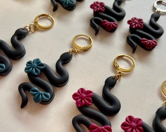 Snake Earrings / Hoop Earrings / Handmade / Polymer Clay