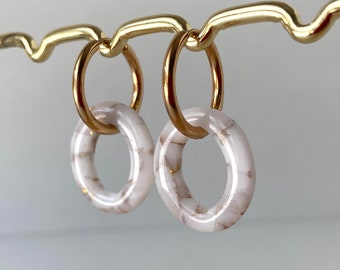 Hoops with charm / Polymer clay earrings / Handmade