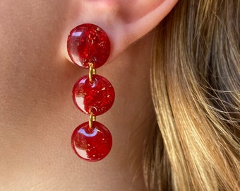 Ruby polymer clay earrings