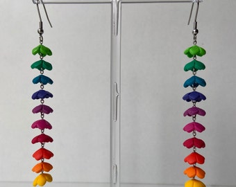 Rainbow Flower Earrings / Handmade / Polymer Clay