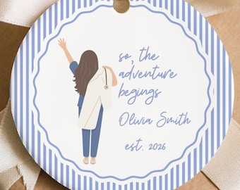 Personalized White Coat Ceremony Ornament Custom Medical Student Gift Future Doctor Christmas Keepsake, New Physician Med School Graduation