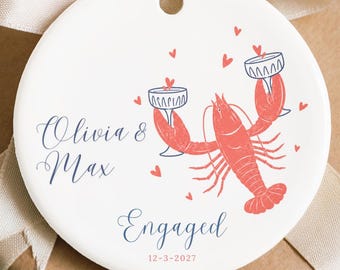 Personalized Summer Engagement Ornament The Summer We Got Engaged Keepsake Coastal Beach Proposal Gift, Newly Engaged Couple Christmas Decor