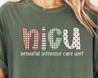 Preppy NICU Christmas Shirt, Neonatal Intensive Care Nurse Tee, Nurse Appreciation Holiday Party Tshirt, White Elephant Gifts
