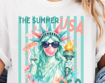 USA 250 Years Shirt, Trendy Patriotic Comfort Colors Tee, Retro Statue of Liberty Shirt, Cute 4th of July Graphic Tee