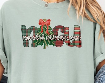 NICU Nurse Christmas Squad Shirt, Comfort Colors® Neonatal Holiday Party Tee, Nurse Gift for NICU Crew, Festive Holiday Top, Elephant Gifts