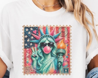 USA 250 Years Shirt, Comfort Colors Patriotic Tee, Trendy Fourth of July Shirt, Retro Statue of Liberty USA Tee, Cute America Shirt