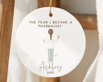 Personalized Pharmacy Ornament 2025 | Pharmacist Gift | PharmD Graduation Ornament | Pharmacy Tech Christmas Gift | Custom Name Ornament