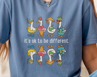 It is OK to Be Different Shirt Summer Autism Awareness Tee Comfort Colors® Silly Goose Neurodiversity Shirt SPED Teacher Shirt, Inclusion