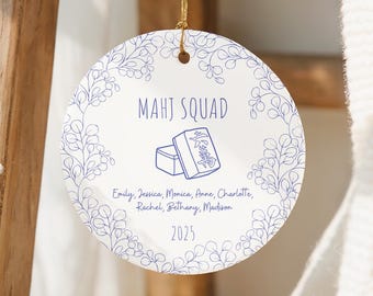 Mahj Squad Ornament 2025 | Personalized Mahjong Gift | Mahjong Club Ornament | Custom Mahj Group Decor | Mahjong Lover Christmas Gift
