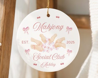 Personalized Mahjong Ornament 2025 | Mahjong Club Gift for Friends | Mahjong Lover Christmas Decor | Custom Mahjong Group Ornament