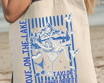 Personalized Bachelorette Tote Bag, Love on the Lake Tote, Custom Lake Bach Favor Bag, Beach Bachelorette Welcome Gift