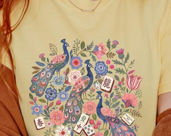 Crack Dot Bam Shirt, Floral Mahjong Tile Tee, American Mahjong Shirt, Boho Game Night Shirt, Mahjong Lover Gift