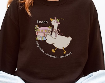 Funny Silly Goose Teacher Sweatshirt, Teacher Appreciation Crewneck, New Teacher Gift, Floral Classroom Sweater, Elementary Teacher Shirt
