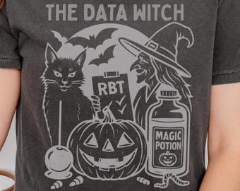 The Data Witch RBT Shirt, Spooky Halloween Behavior Tee, Comfort Colors® ABA Therapist Gift, Funny BCBA Shirt, Cat Lover Magic Potion Tee