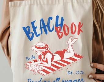 Custom Book Lover Tote Bag, Beach Books Club Tote, Bookworm Bag, Reading Lover Gift, Cute Bookish Gift for Readers, Hot Girls Read Books