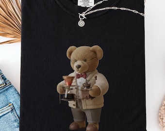 Vintage Teddy Bear Coffee Lover Shirt, Comfort Color, Coffee Lover Gift, Coffee Addict Tshirt, Barista Shirt, Maker Coffee Birthday Gift