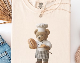 Teddy Bear Shirt for Sourdough Bread Maker, Comfort Color, Vintage Aesthetic Teddy Bear Tshirt, Baking Lover Gift, Bear T Shirt for Baker