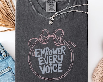 Empower Every Voice Shirt, Comfort Colors SLP T-Shirt, Coquette Speech Therapy Tee Pediatric Speech Pathologist Gift, School SLP Graduation