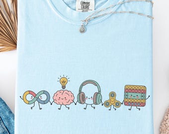 Autism Doodle Characters Shirt, Neurodiversity Tee, Comfort Colors, Inclusion Shirt, Autism Support Gift, SPED Teacher Shirt,Autism Mom Gift