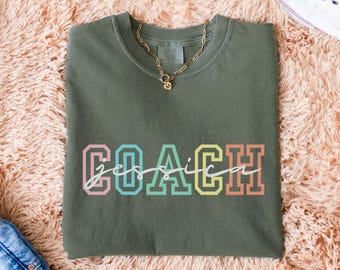 Personalized Coach Shirt, Comfort Colors Coach Name Shirt, Sports Shirt, Game Day shirt, Vintage Style, Gift for Coaches, Personalized Gift