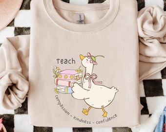 Silly Goose Teacher Sweatshirt, Cute Teacher Crewneck, Floral Teaching Sweater, Kindergarten Teacher Gift, Back to School Classroom Top