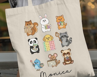 Custom AAC Cute Animals Tote Bag, Speech Therapy Bag, SLP Bag, Speech Language Pathologist Bag, Speech Pathology Tote Bag, Therapist Gift