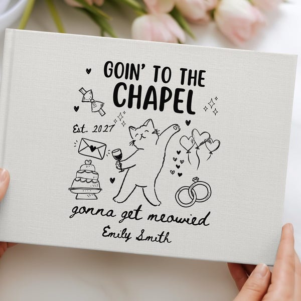 Cadeau personnalisé pour une future mariée amoureuse des chats, livre d'or pour enterrement de vie de jeune fille, livre de souvenirs personnalisé pour la mariée, album photo pour enterrement de vie de jeune fille, souvenir de fête prénuptiale