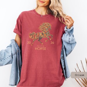 A Comfort Color 2026 Year Of The Horse Shirt, perfect as a lunar new year shirt or a Chinese New Year celebration gift.