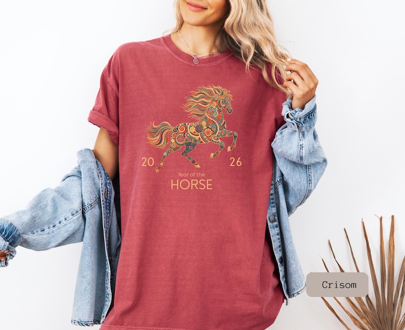 A Comfort Color 2026 Year Of The Horse Shirt, perfect as a lunar new year shirt or a Chinese New Year celebration gift.