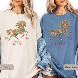 A Comfort Color 2026 Year Of The Horse Shirt, perfect as a lunar new year shirt or a Chinese New Year celebration gift.