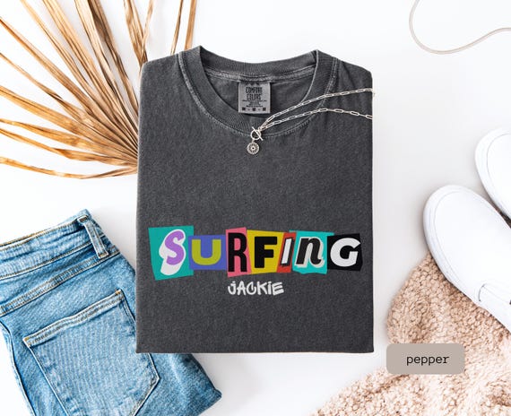 Personalized Surfing Shirt, Comfort Color Shirt, Surfing Shirt, Surfing Gift, Gift for Surfing Lover, Surfer Tee, Unisex Cool Surfing Shirt