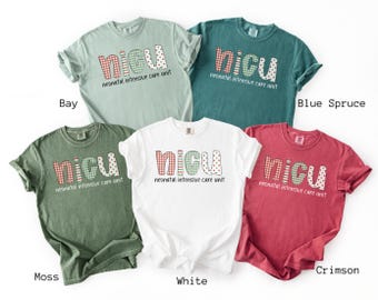 Christmas NICU Nurse Shirt, Comfort Colors® Neonatal Holiday Tee NICU Squad Christmas Crew Nurse Appreciation Gift Preppy Neonatal Unit Top