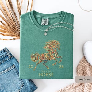 A Comfort Color 2026 Year Of The Horse Shirt, perfect as a lunar new year shirt or a Chinese New Year celebration gift.