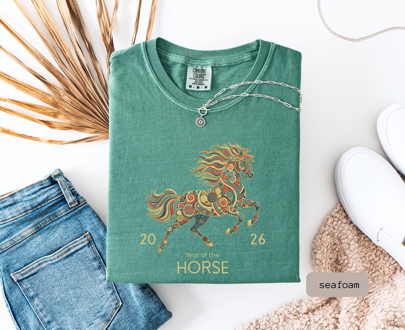 A Comfort Color 2026 Year Of The Horse Shirt, perfect as a lunar new year shirt or a Chinese New Year celebration gift.