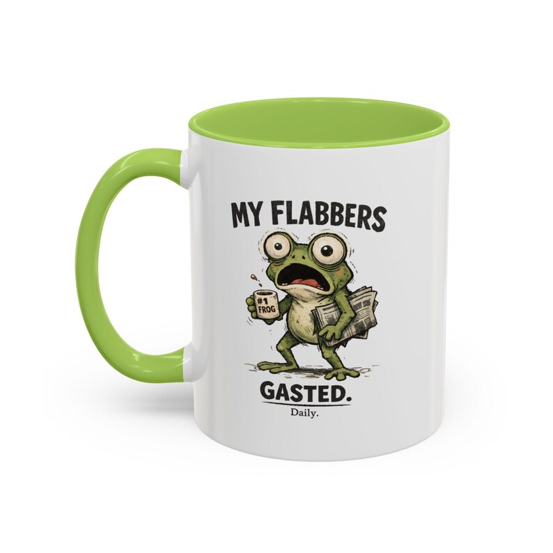 Lustiger Froschbecher „Meine Kalorien sind aufgebraucht“ | Ausgefallener Kaffeebecher | Geschenk für Fans von ungewöhnlichen Froschmotiven | Becher mit Humor für Neurodiverse | Geschenk für Kollegen Light Green