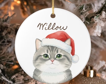 Custom Gray Tabby Cat Ornament, Cat Christmas Ornament, Cat Lover Gift, Cat Ornament, Christmas Gifts, Gift For Gray Tabby Cat Lover