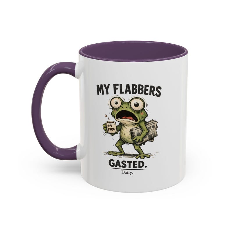 Lustiger Froschbecher „Meine Kalorien sind aufgebraucht“ | Ausgefallener Kaffeebecher | Geschenk für Fans von ungewöhnlichen Froschmotiven | Becher mit Humor für Neurodiverse | Geschenk für Kollegen Purple